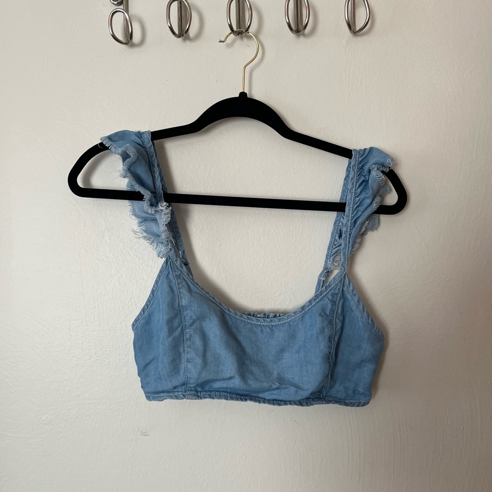 MP D Mink Pink denim crop top
